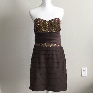 Dalia Macphee Brown Sequin Dress Size 8